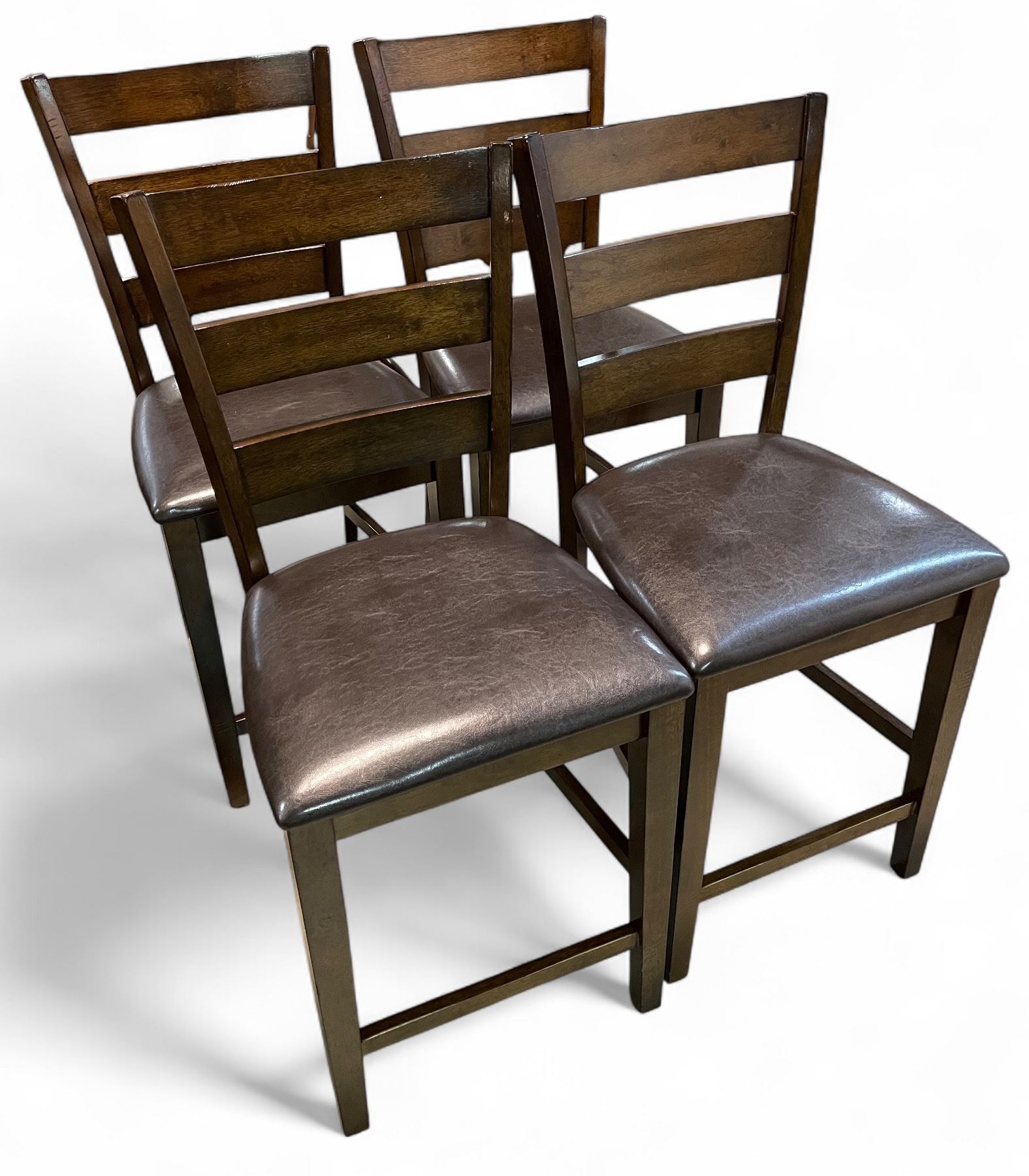 State Farm Chair Set of 4 High Bar Brown Leather Country Farm Chairs