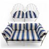 Image 1 : Vintage Outdoor Blue & White Lounge Set - includes 2-Seat Couch & 2 single Chairs (Cushions need Cle