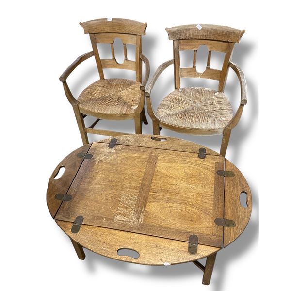 Vintage Seating Furniture Set - includes a Butler Tray Coffee Table & 2 Assorted Chairs