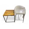 Image 1 : Modern 20" Square Side Table & White Leather High Bar Chair
