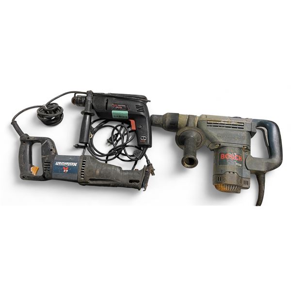 Group of 3 Tools - includes Bosch 11240 SDDS-Max Hammer/Mastercraft Reciprocating Saw & Black & Deck