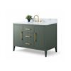 Image 1 : Vanity Art 48" Single Sink Vanity in Vintage Green with Marble Top and Brushed Gold Handles - 48"x22