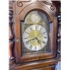 Image 3 : Tempus Fugit Grandfather Clock - Classic wooden case with carved details, Roman numeral dial, brass