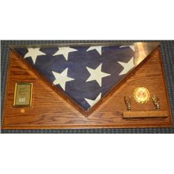 Memorial Flag in Case on Plaque-- US Army