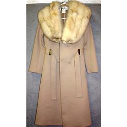 Tan Coat with White Fur Collar