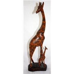 African Hand Carved Wood Giraffes