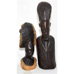 2 African Hand Carved Wood Statues