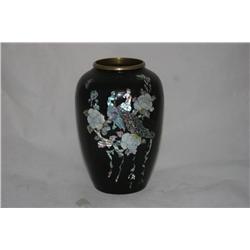 10 Brass Vase With Mother-Of-Pearl Birds"