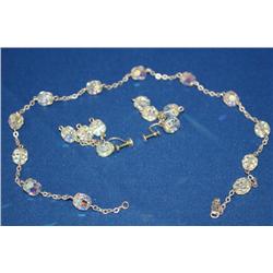 Crystal Bead Necklace & Sterling Earrings