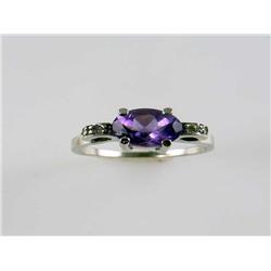 1.00Ctw AAA Amethyst & Diamonds Ladies Ring