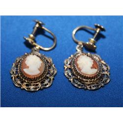 Sterling  Silver Cameo Ear Rings 7.9gr