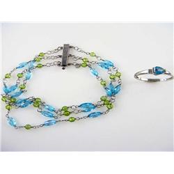 Blue Topaz & Diamonds Ring & Blue Topaz Bracelet