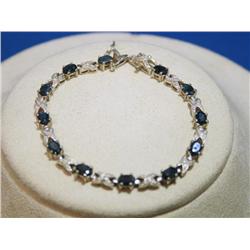 .925 Silver  Tennis Bracelet with Sapphires