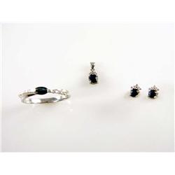 2.00Ctw  Cashmere Sapphire & Diamonds Ladies Set