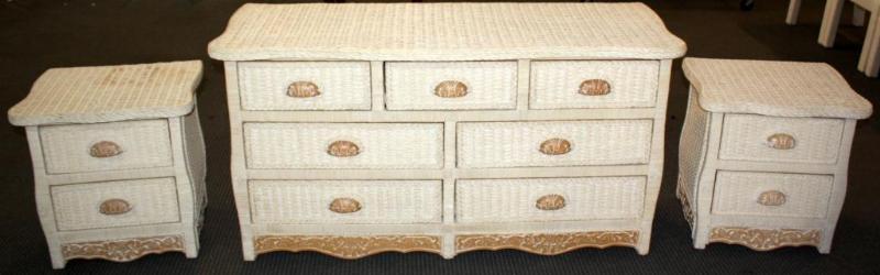 Pier 1 Wicker Dresser Mirror And Night Stands