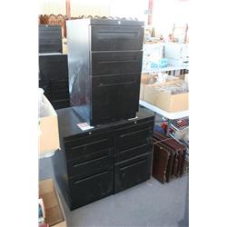 3 Small 3 Drawer Black Metal Filing Cabinets