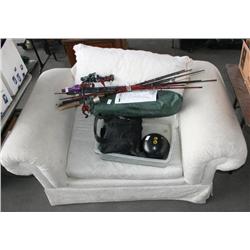 Chair, Fishing Rods, Bowling Ball