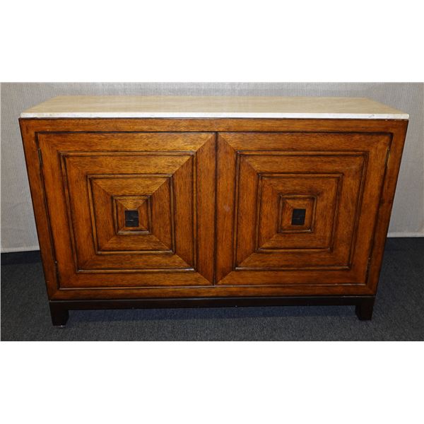 LHB Wooden 2-Door Cabinet w/ Interior Shelving & Stone Top 54" x 15" x 37"H