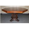 Image 1 : Wooden Octagon Shaped Table w/ Pedestal Base & Inlay Detail 47" Dia, 27"H