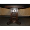 Image 8 : Wooden Octagon Shaped Table w/ Pedestal Base & Inlay Detail 47" Dia, 27"H