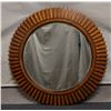 Image 1 : Large Round Wooden Wall Mirror w/ Slatted Design 45" Dia