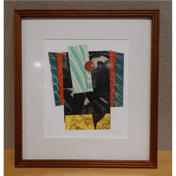 Abstract Kimono Watercolor Artwork ,Signed by Artist Woolland (?) 2000, 18.5" x 20" Framed & Matted