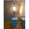 Image 2 : Qty 2 Blue Ceramic Table Lamp Bases w/ 1 Shade 7" x 26.5"H (w/ shade)