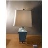 Image 9 : Qty 2 Blue Ceramic Table Lamp Bases w/ 1 Shade 7" x 26.5"H (w/ shade)