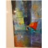 Image 3 : Abstract Midnight Blue Artwork Signed by Artist George Wolland (?), 29" x 38" Framed & Matted