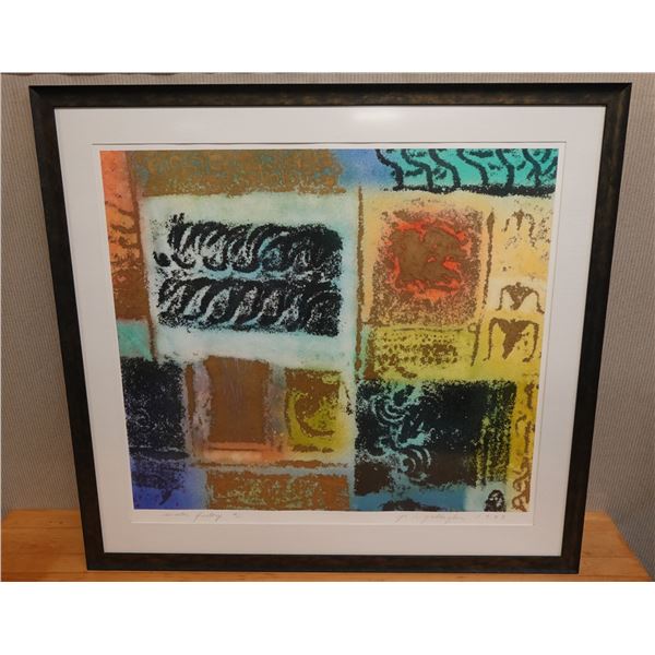 Large Abstract Water Factory #2 Artwork Signed by Artist P. Gallagher, 51" x 48" Framed & Matted
