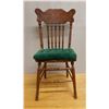 Image 1 : Carved Wooden Chair w/ Woven Seat, Spindle Back & Green Seat Cushion 16" x 15" x 38"H