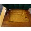 Image 8 : Carved Wooden Chair w/ Woven Seat, Spindle Back & Green Seat Cushion 16" x 15" x 38"H