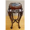 Image 1 : Carved Wooden Side Table or Stand w/ Cabriole Legs & Stone Top 11" Dia, 32"H