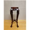 Image 2 : Carved Wooden Side Table or Stand w/ Cabriole Legs & Stone Top 11" Dia, 32"H