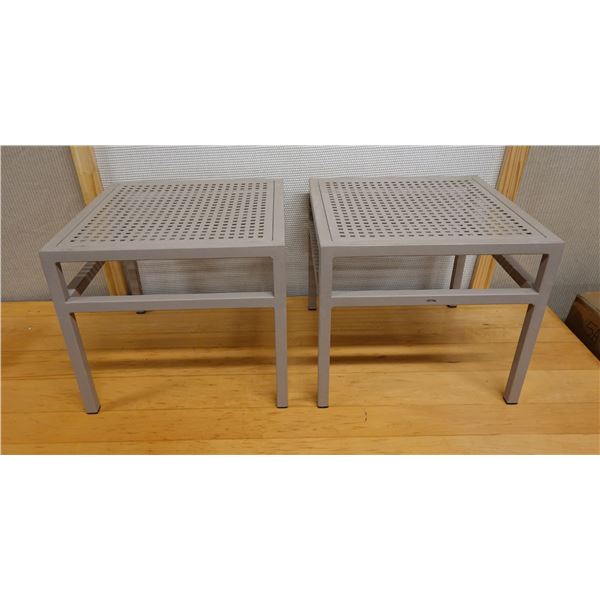 Qty 2 Kettal Metal Pool/Patio Side Tables 19" x 19" x 16"H