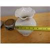 Image 11 : Ceramic Bowl w/ Lid & White Vase w/ Cut-Out Design, Misc Sizes