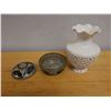 Image 2 : Ceramic Bowl w/ Lid & White Vase w/ Cut-Out Design, Misc Sizes