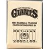 Image 1 : 1987 MOTHER'S COOKIES SAN FRANCISCO GIANTS SET