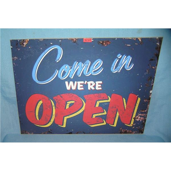 Come in we're open retro style advertising sign