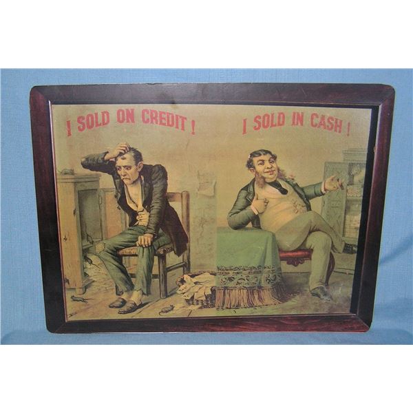 I sold on credit/I sold on cash retro style advertising sign