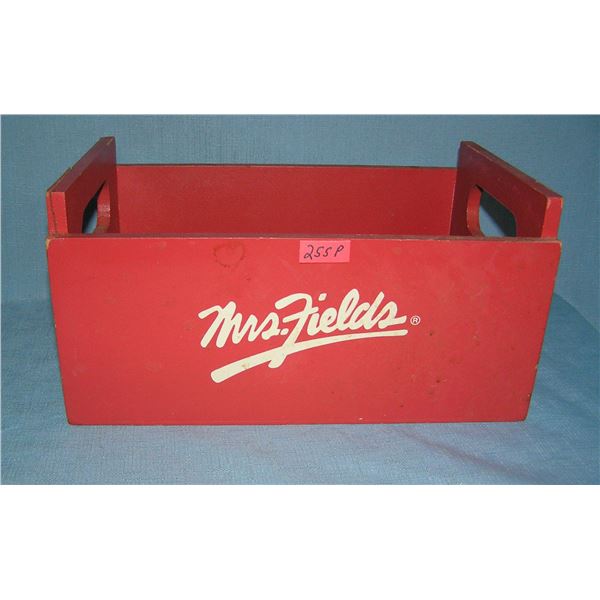 Mrs. Fields advertising wood display tote