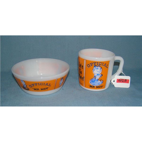 Very rare early NY Mets mug and bowl set