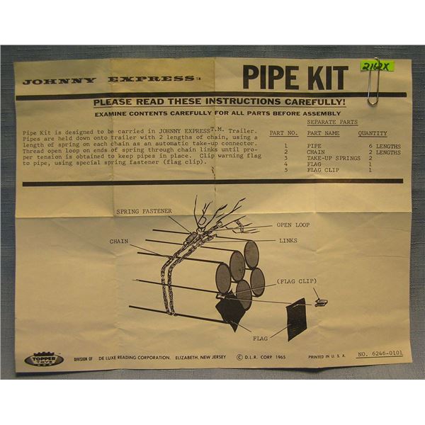 Vintage  Johnny Express pipe kit brochure