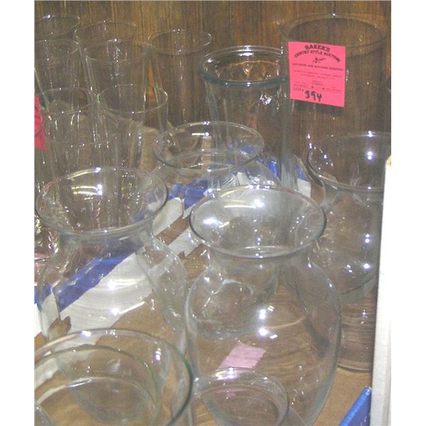 Large box of glass and crystal flower vases