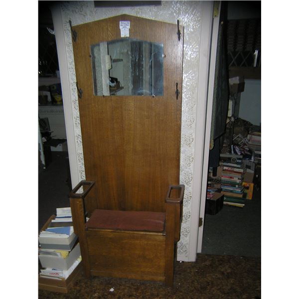 Solid oak antique hall stand