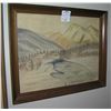 Vintage scenic art work, framed