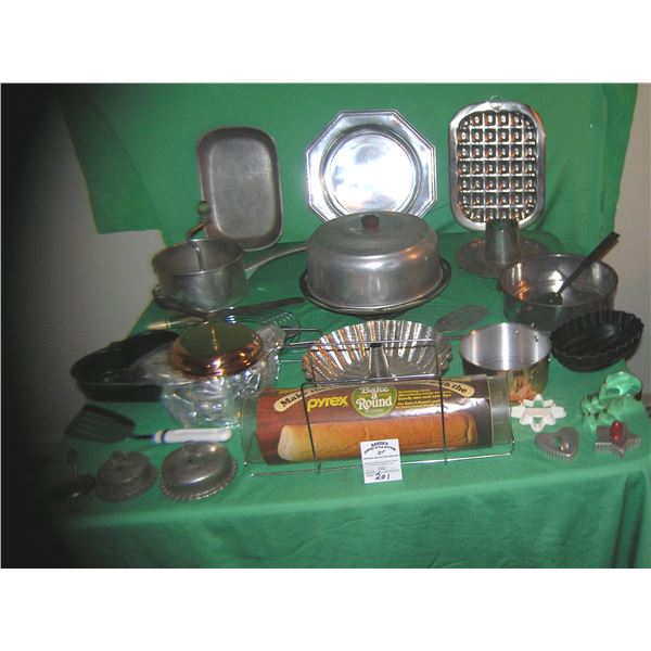 Large group of vintage baking and serving ware