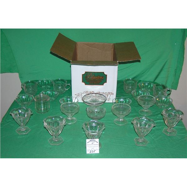Large box of estate dessert cups, dishes and more