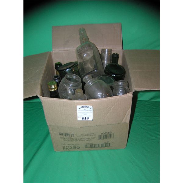 Large box of vintage estate bottles