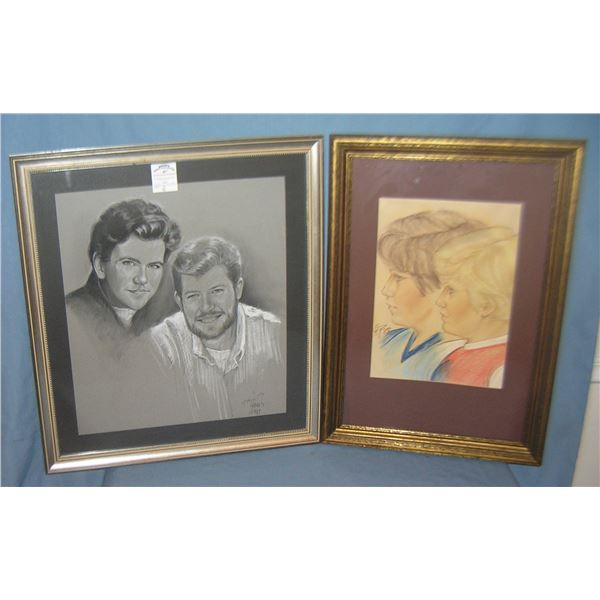Pair of framed portrait paintings